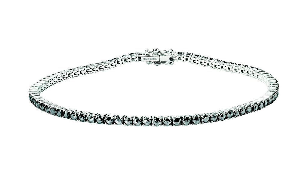 bracciale tennis da uomo in oro bianco e diamanti neri